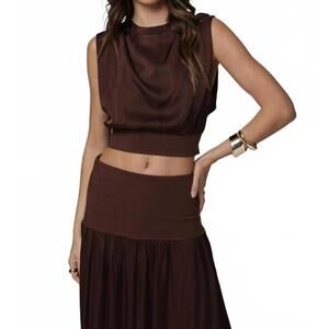 NEW STILLWATER silky pacific tank top in chocolate